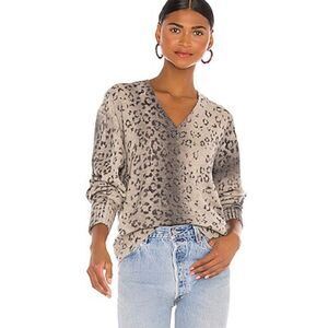 BROCHU WALKER The Millie Printed Vee Wool Cashmere Sweater, Med $448 C29